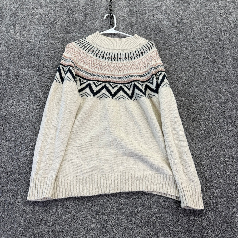 Maurices Sweater Womens Extra Large Ivory Fair Isle Pearl Accents Long Sleeve XL